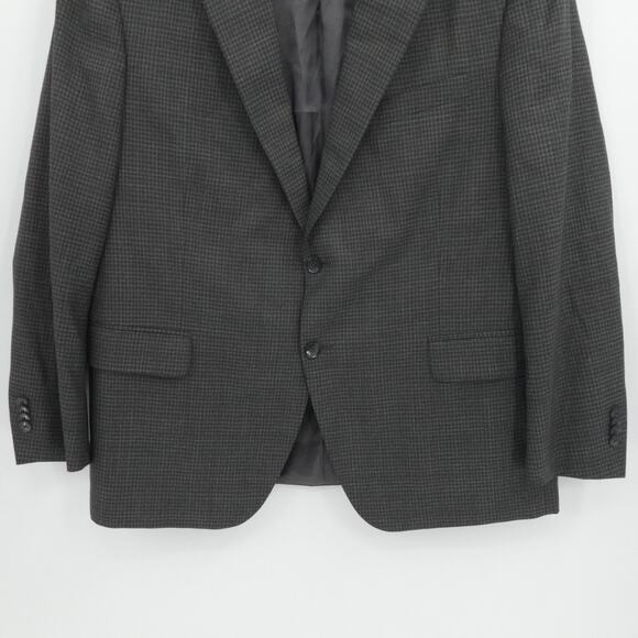 Peter Millar Jacket Mens 48R Gray Wool Gingham Plaid 2 Button Notch Double Vent - Picture 11 of 15